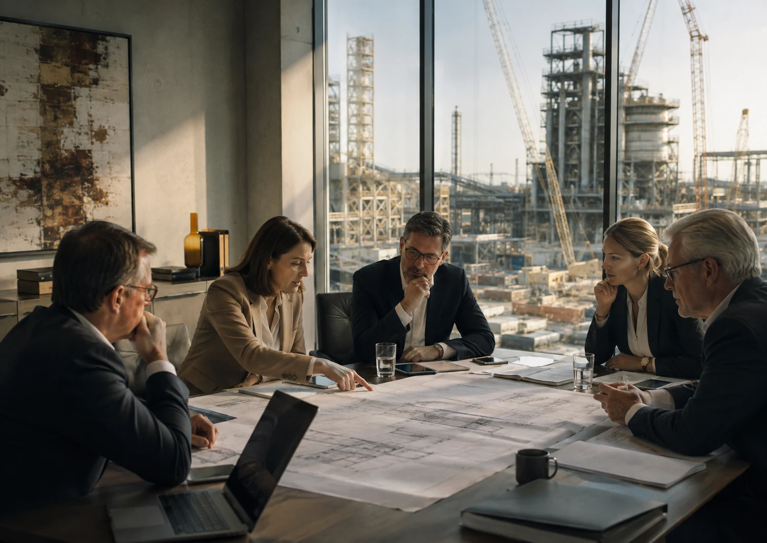 Arbeitsgespräch über ein industrielles Investitionsprojekt
