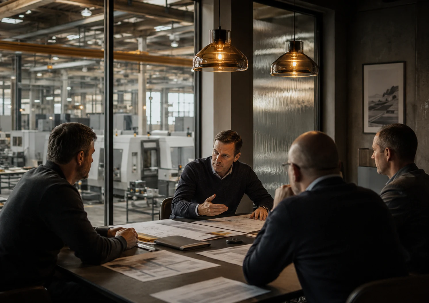 Strategiebesprechung in einem Industrieunternehmen zur langfristigen Kapitalverwendung und Reinvestition